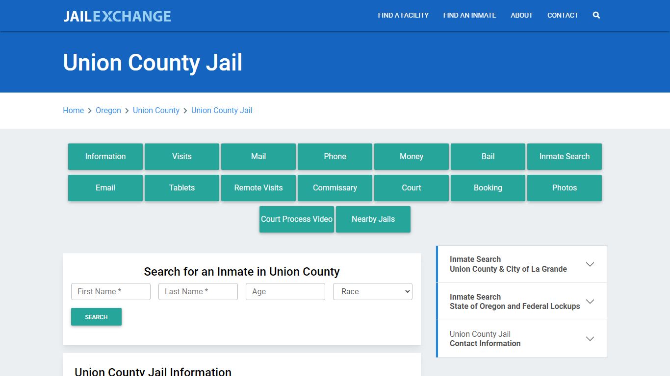 Union County Jail Roster Lookup, OR, Inmate Search