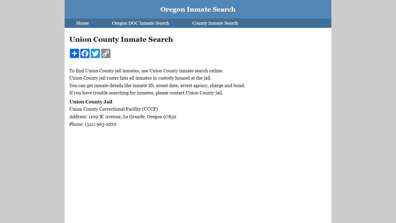 Union County Inmate Search