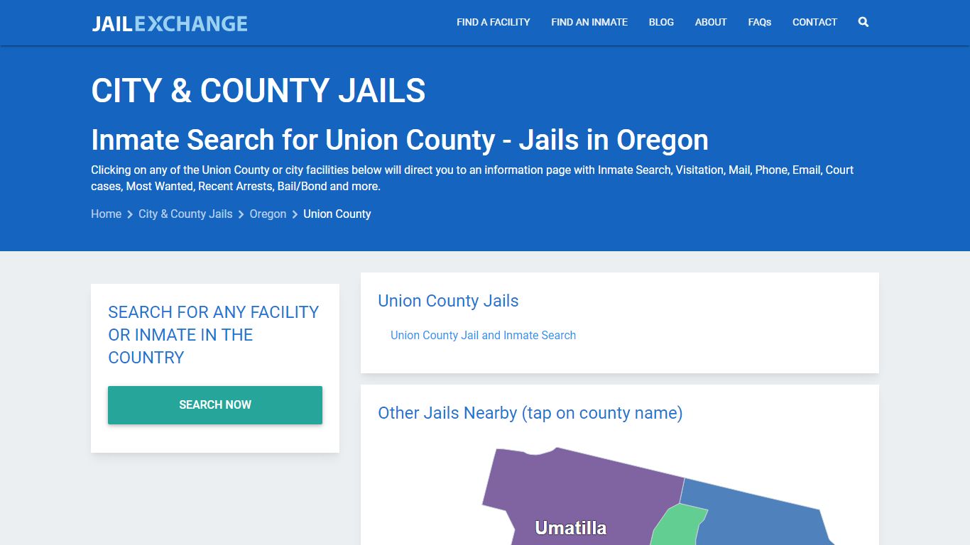 Inmate Search for Union County | Jails in Oregon - Jail Exchange